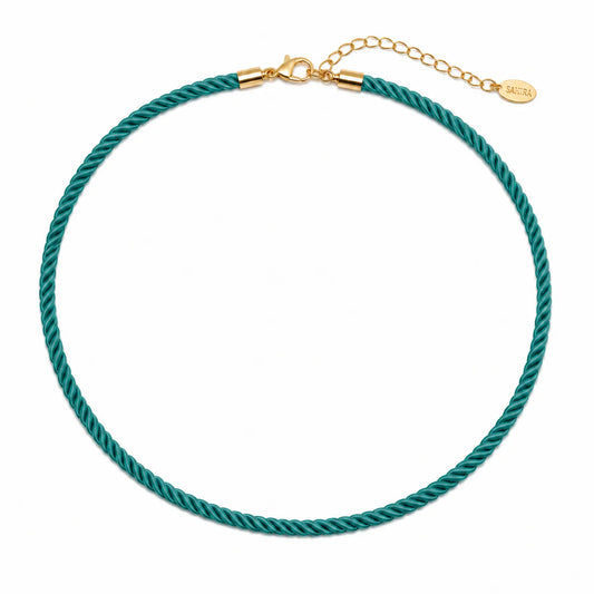 Teal Rope Cord Necklace
